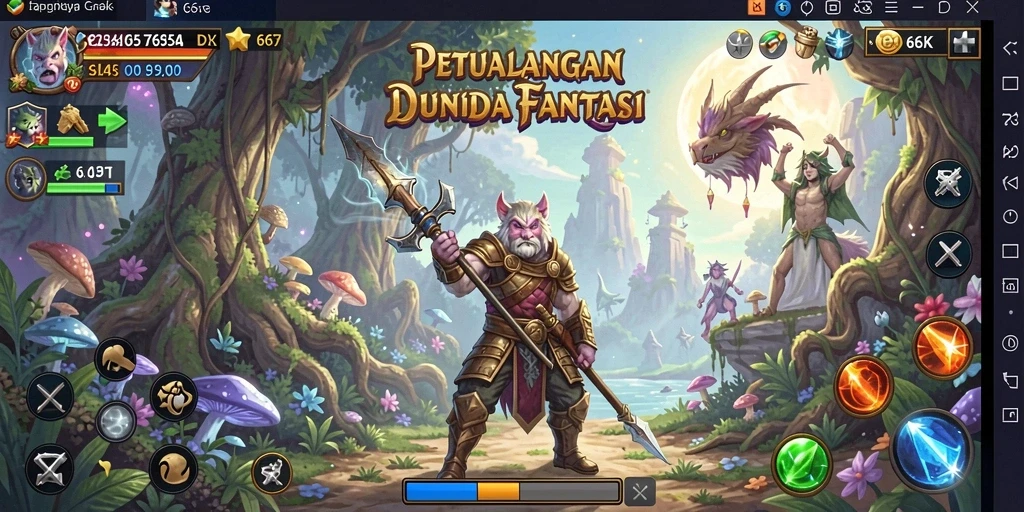 Tangkapan layar 66K menunjukkan aksi petualangan yang mendebarkan.