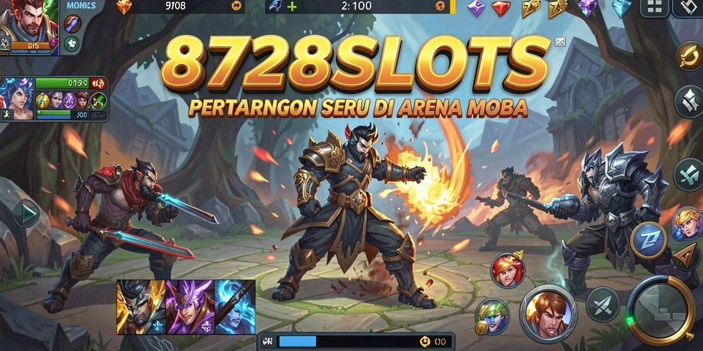 Tangkapan layar dari gameplay seru 8728SLOTS di arena MOBA.