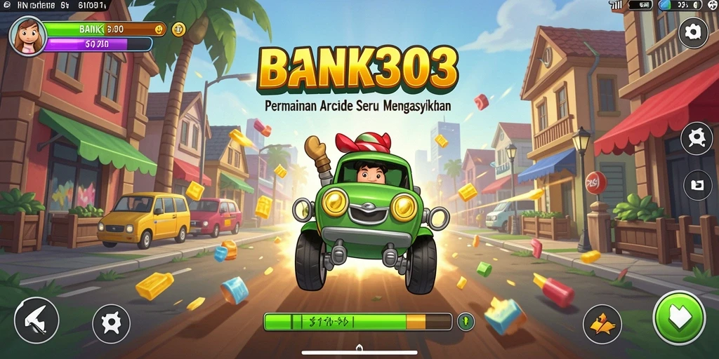 Screenshot utama BANK303 menunjukkan aksi gameplay Arcade yang mengasyikkan.