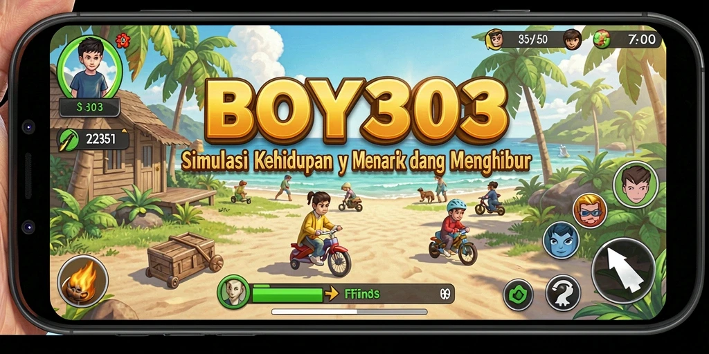 Tampilan gameplay BOY303 menampilkan interaksi karakter dalam simulasi kehidupan.