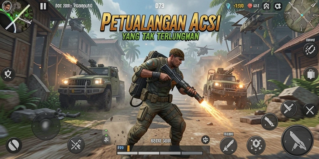 Tampilan aksi seru dalam gameplay D73 yang mendebarkan.