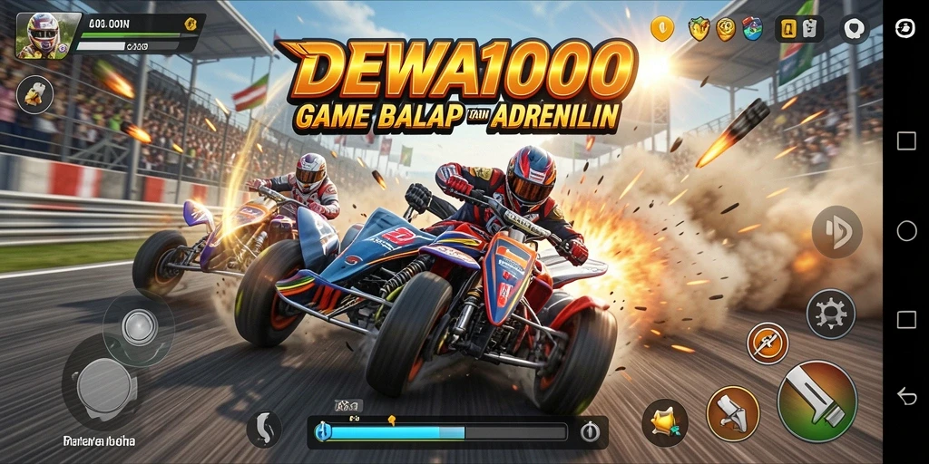 Tampilan gameplay seru dalam DEWA1000 menampilkan balapan yang mendebarkan.