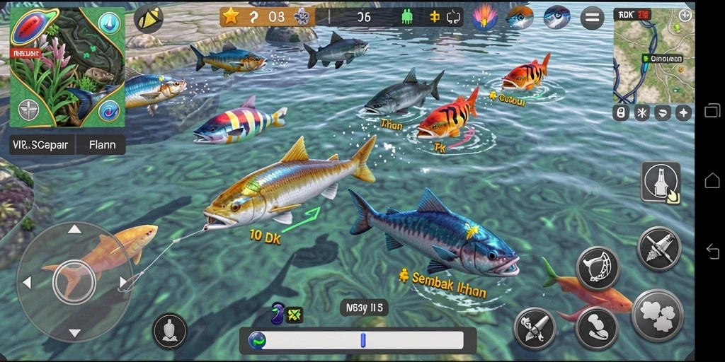 Gameplay DKK yang menampilkan serunya menembak ikan di laut.