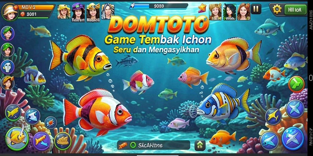 Tampilan gameplay seru dalam DOMTOTO saat menangkap ikan.