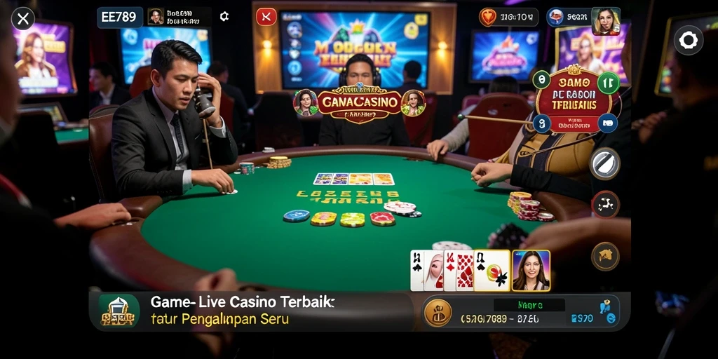 Tampilan gameplay Live Casino yang seru dan interaktif di EE789.