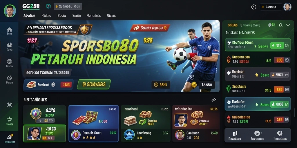 Tampilan utama GG288 dengan berbagai opsi taruhan olahraga.