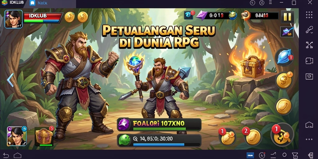 Tampilan gameplay epik IDKLUB menampilkan pertarungan seru di dunia RPG.