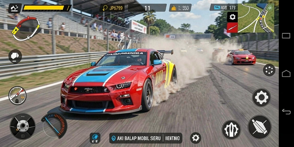 Screenshot gameplay JP6789 yang menampilkan aksi balapan seru.