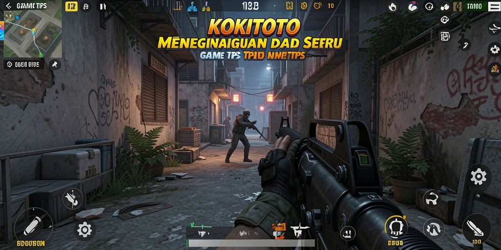 Screenshot utama KOKITOTO menampilkan aksi seru dalam permainan TPS.