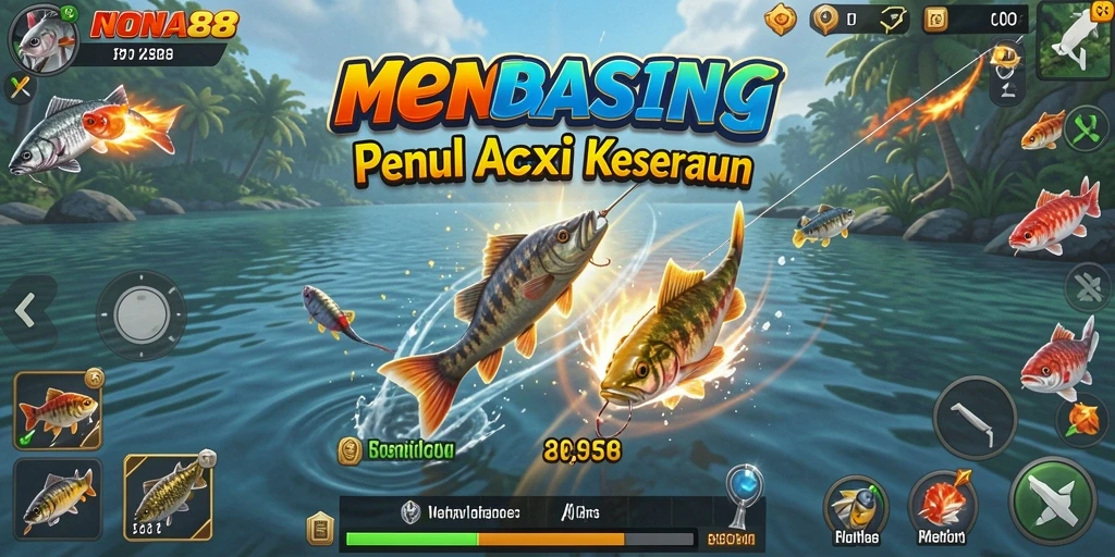 Gameplay NONA88 yang mendebarkan dan penuh warna saat memancing ikan.