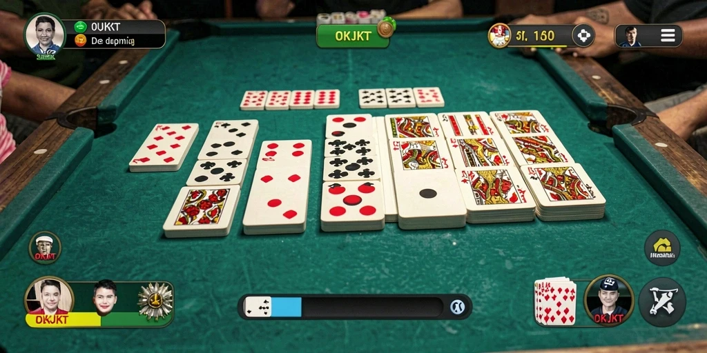 Screenshot gameplay OKJKT yang menampilkan keseruan bermain Domino.