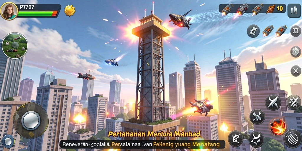 Menampilkan pertempuran menara yang seru dan strategis.