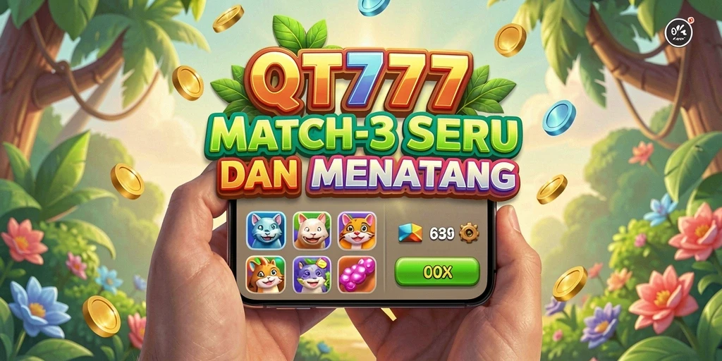 Tangkapan layar utama QT777 menampilkan gameplay Match-3 yang seru.