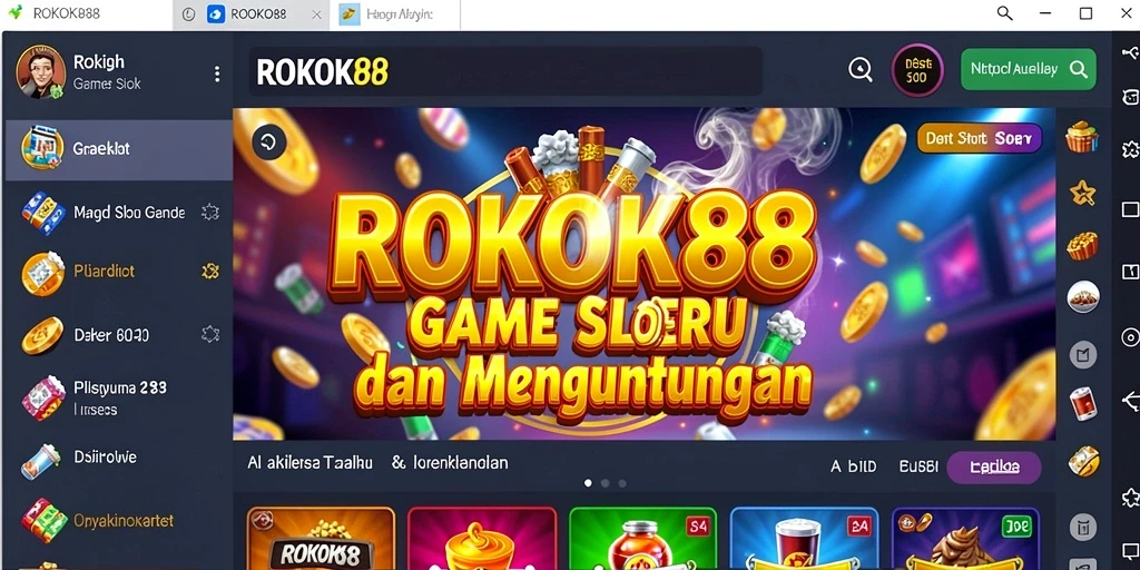 Tampilan gameplay Slot ROKOK88 yang menarik dan penuh warna.