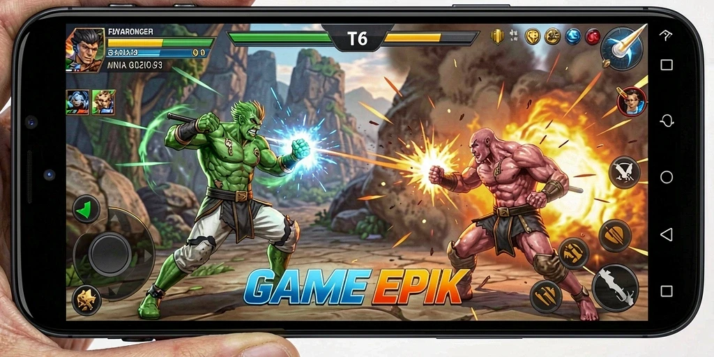 Screenshot T6 menunjukkan pertarungan mendebarkan dengan karakter dari berbagai latar belakang.
