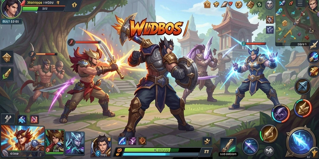 Tangkapan layar gameplay seru WDBOS di arena pertempuran.